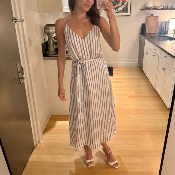 Scanlan Theodore Silk Striped Midi Dress - Picture 1 of 11